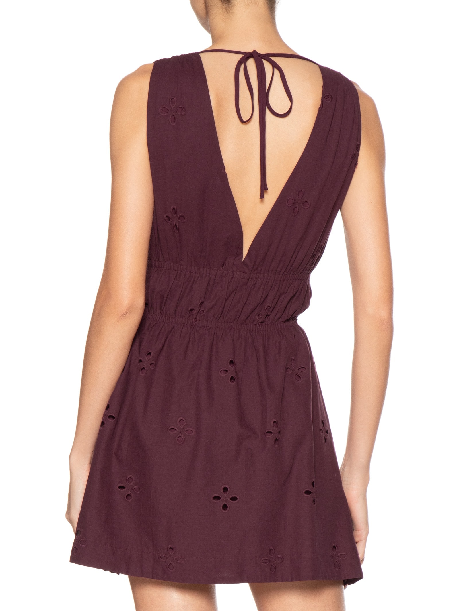 Vestido Curto Algodão Bordado Barrado Vermelho Dress To