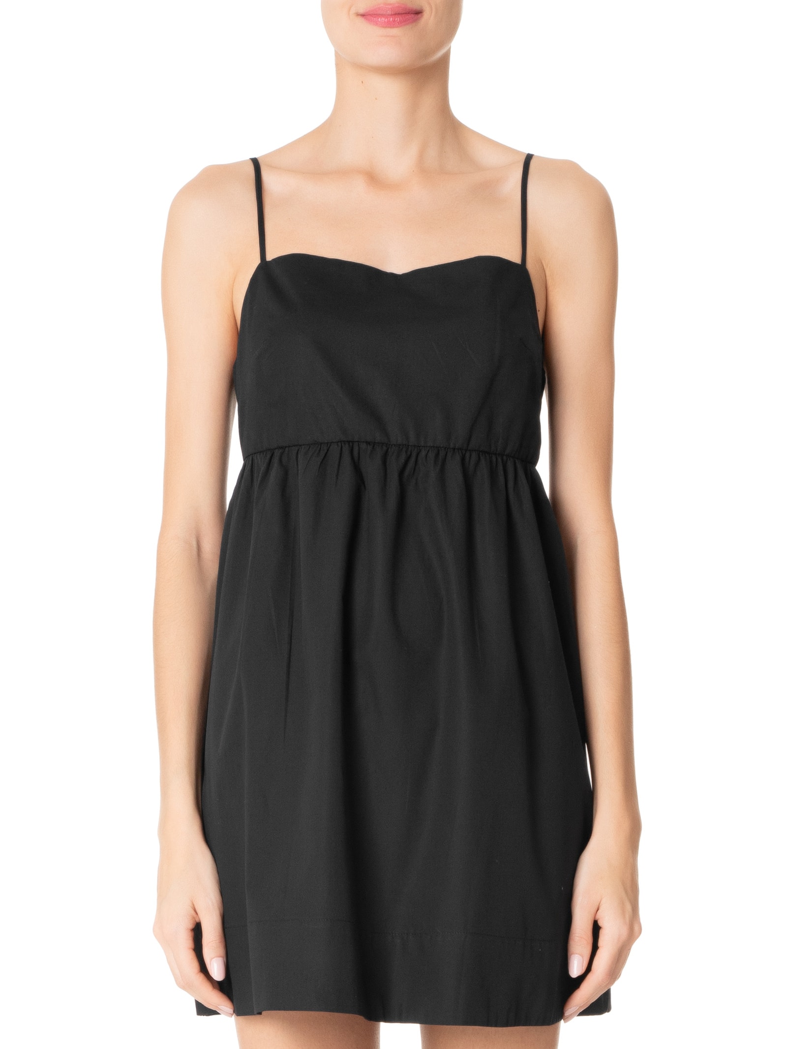 Vestido Curto Algodão Decote Reto Preto Dress To