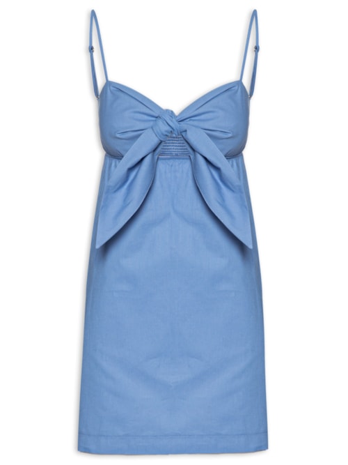 Vestido Curto Amarração Frontal - Azul