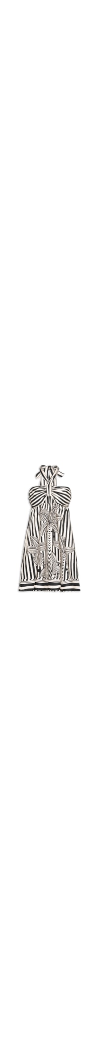 Vestido Curto Amarração Listra Tropical - Preto