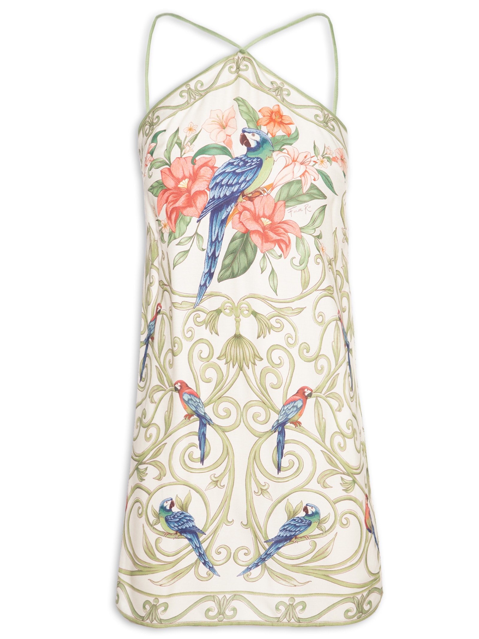 Vestido Curto Arabesco Tropical Off White Farm