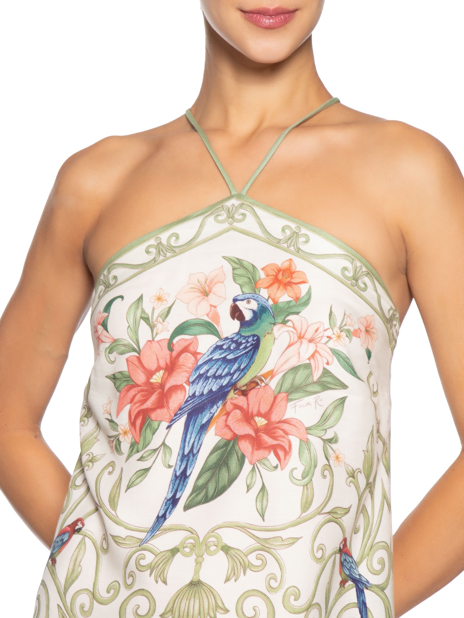 Vestido Curto Arabesco Tropical Off White Farm