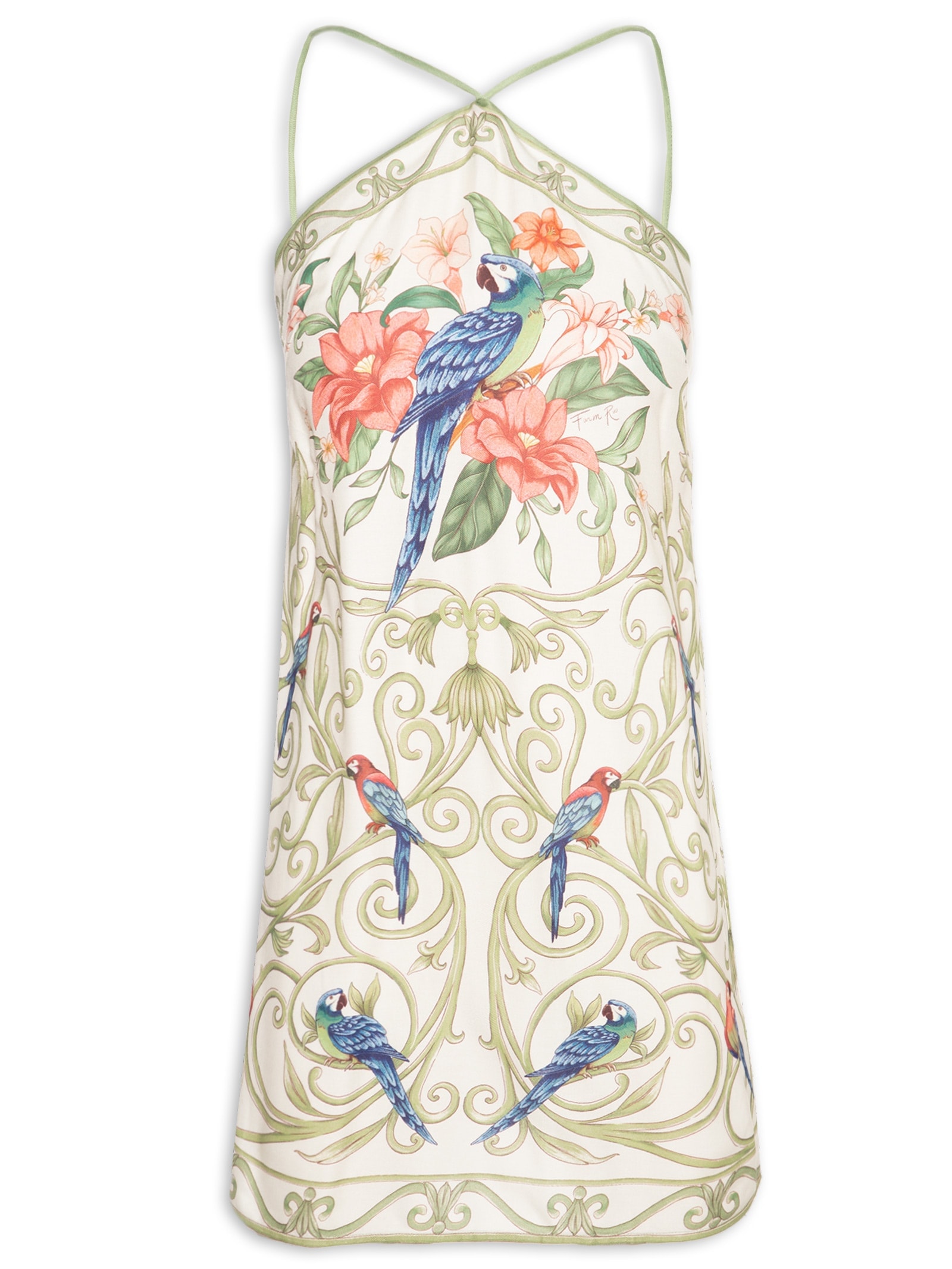 Vestido Curto Arabesco Tropical Off White Farm