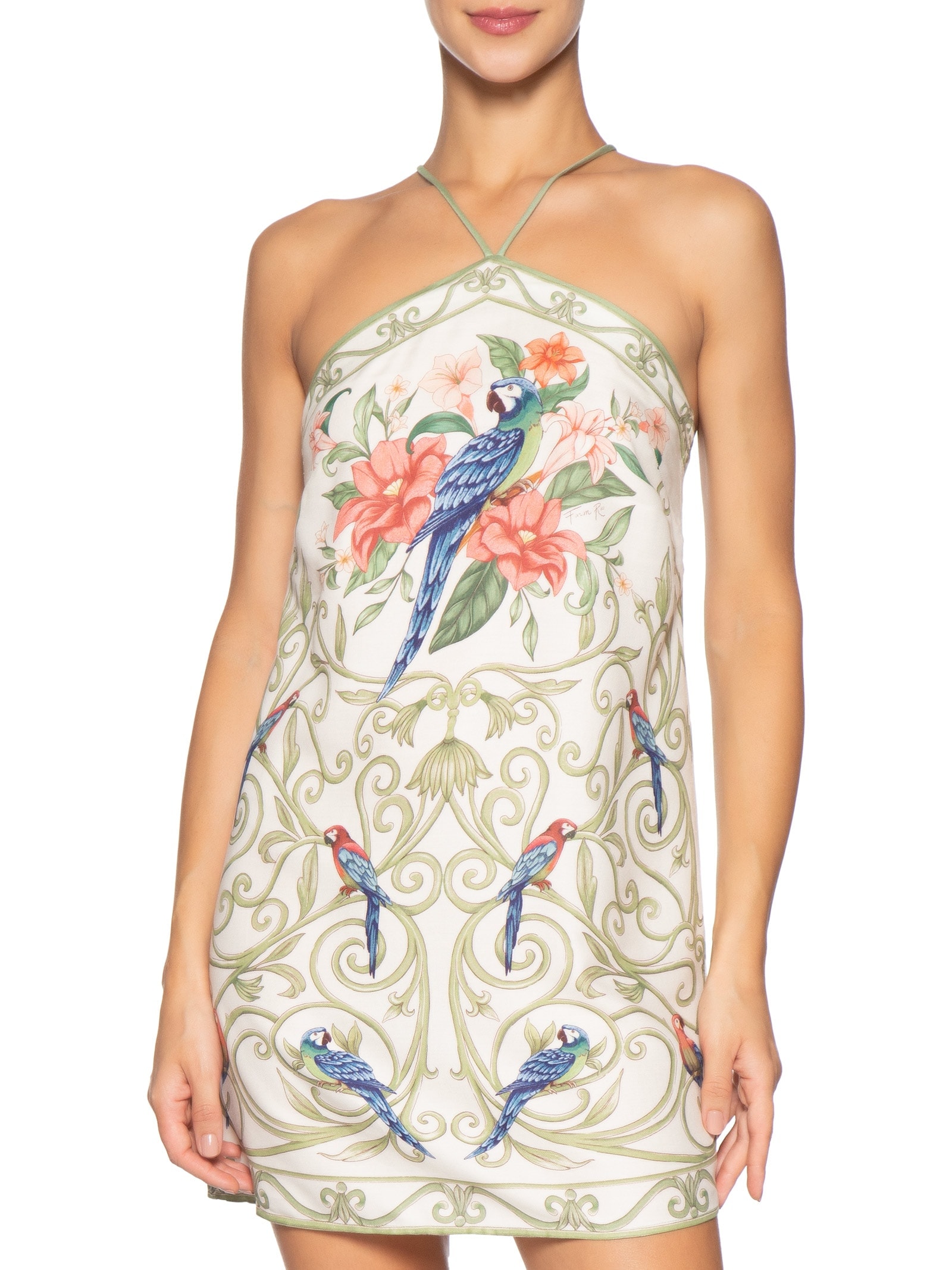 Vestido Curto Arabesco Tropical Off White Farm