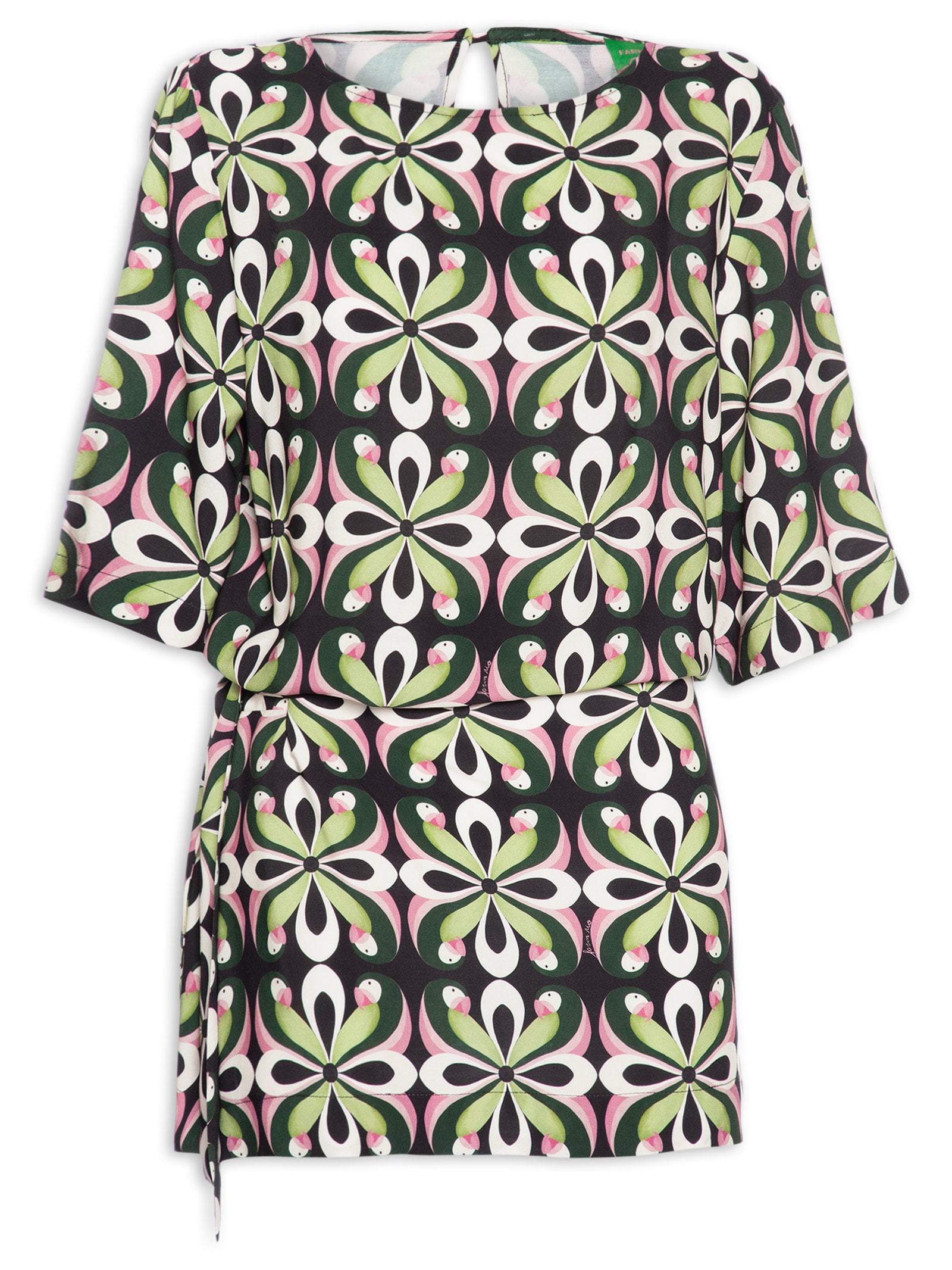 Vestido Curto Arara De Flor Preto Farm