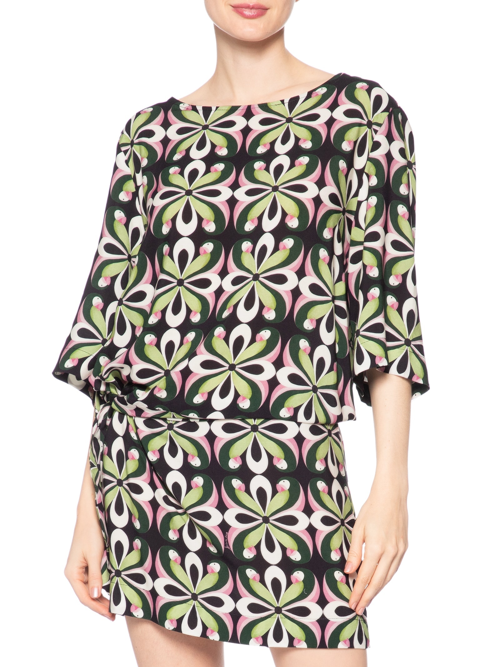 Vestido Curto Arara De Flor Preto Farm