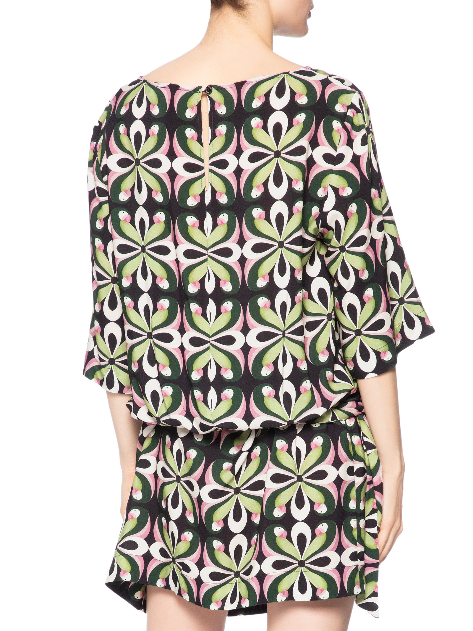 Vestido Curto Arara De Flor Preto Farm