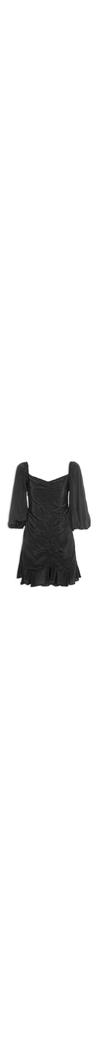Vestido Curto Babado Mangas - Preto