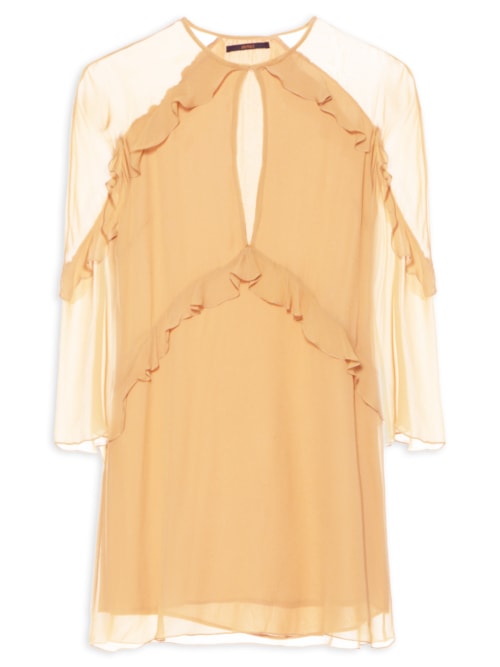 Vestido Curto Babados Doe – Bege