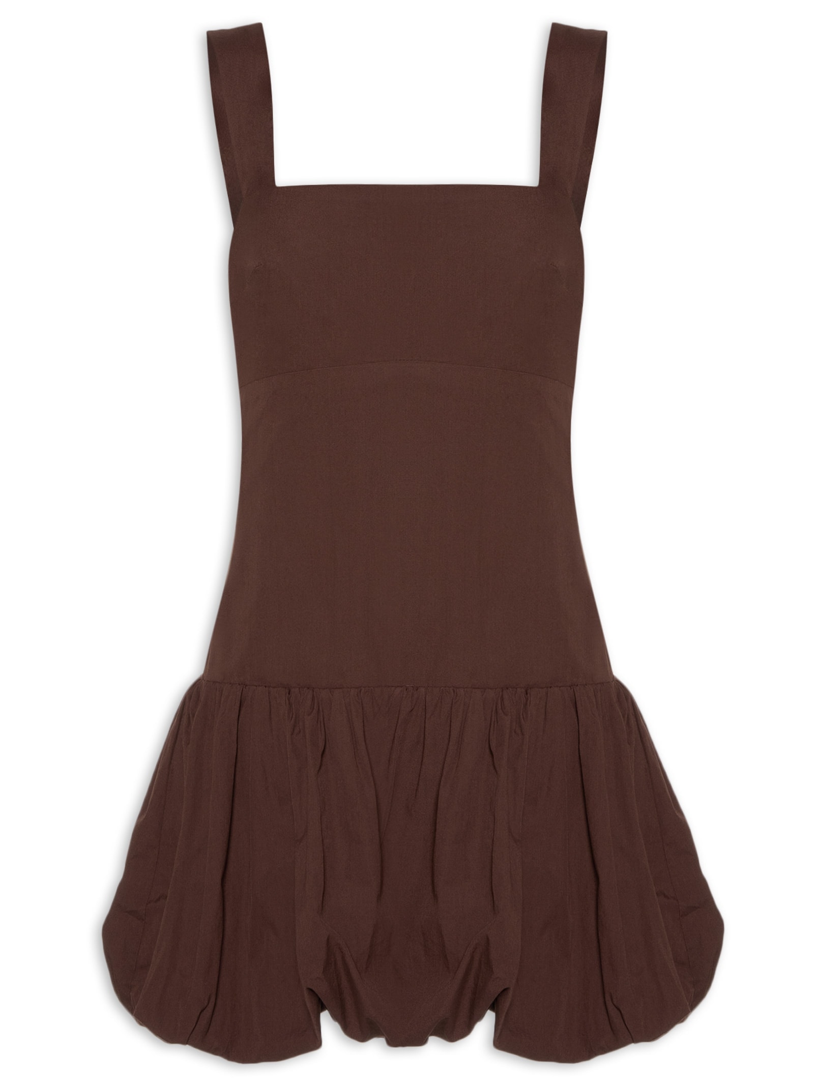 Vestido Curto Balone Alças Marrom  Farm