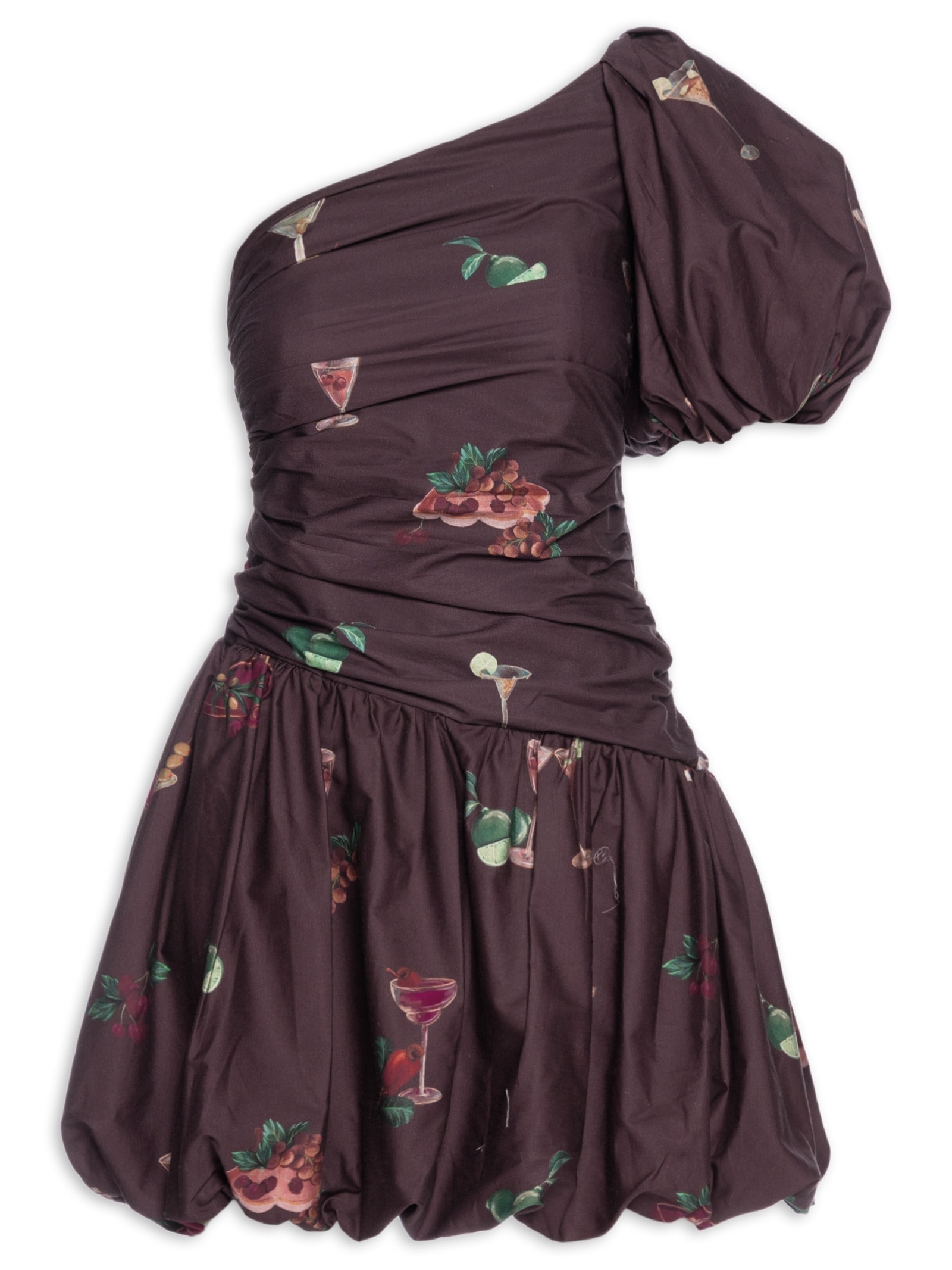 Vestido Curto Balonê Coquetel Tropical Preto Farm