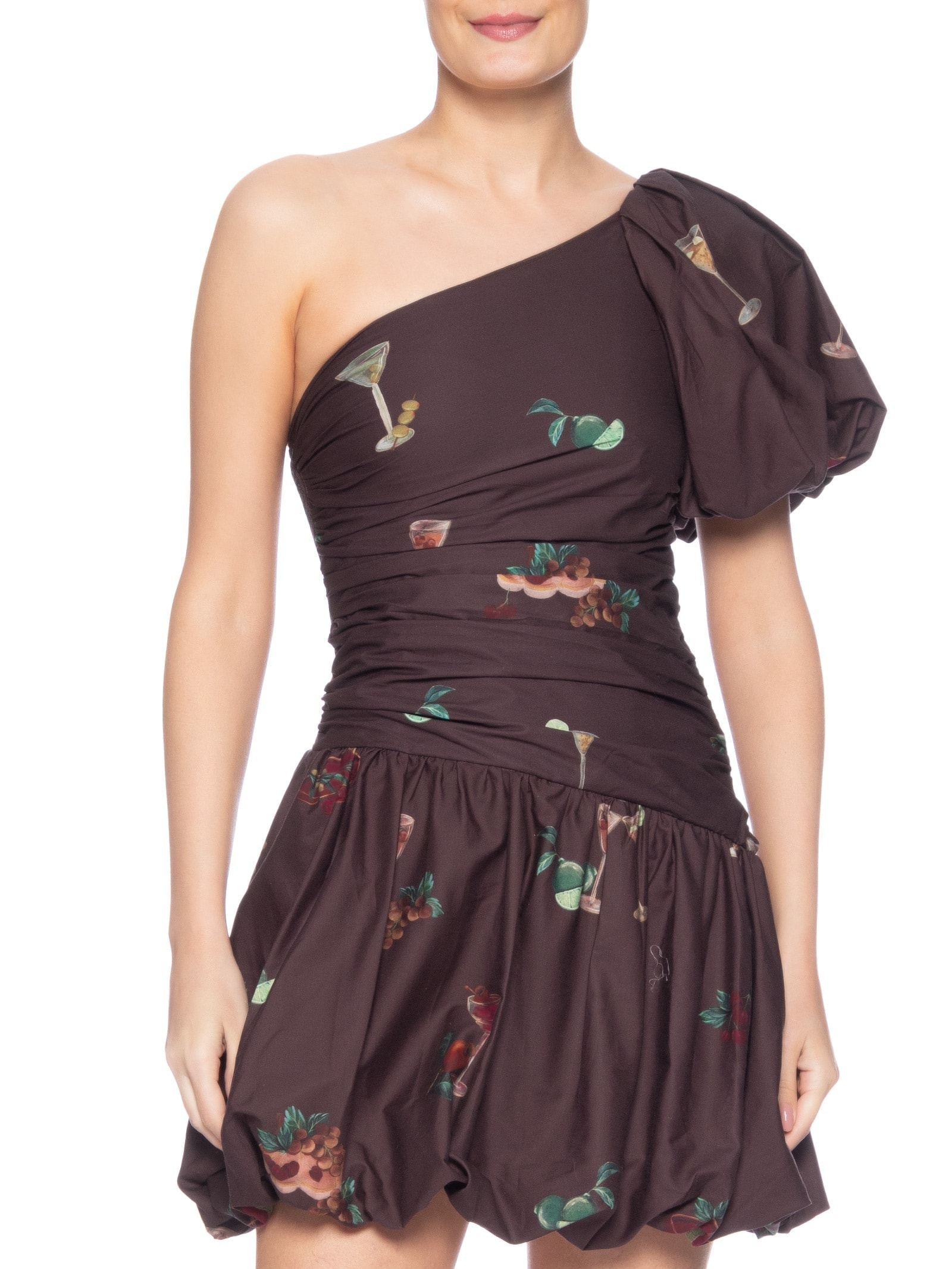 Vestido Curto Balonê Coquetel Tropical Preto Farm