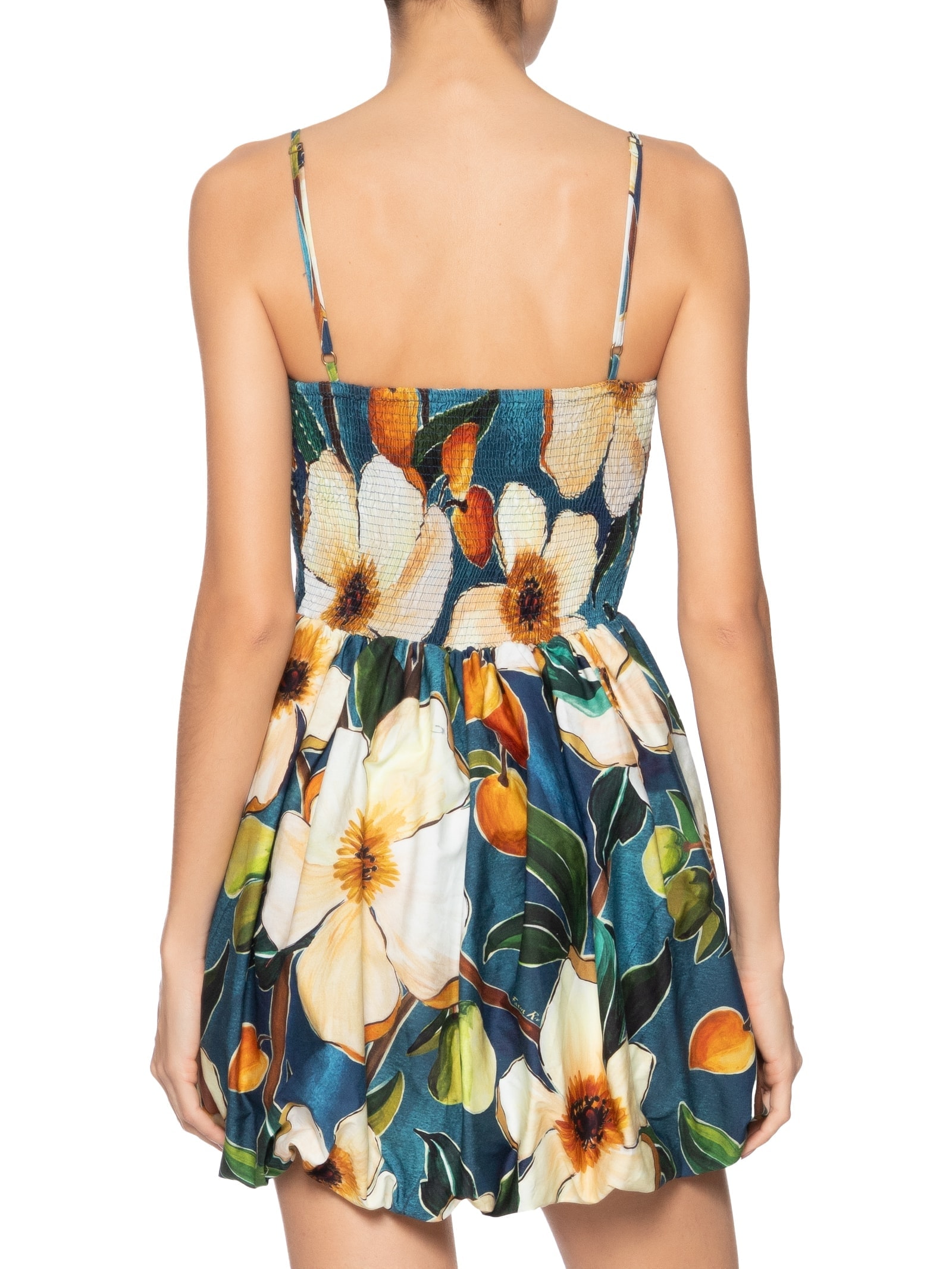 Vestido Curto Balonê Jardim Litoral Azul Farm