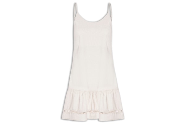 Vestido Curto Barra Detalhada - Off White