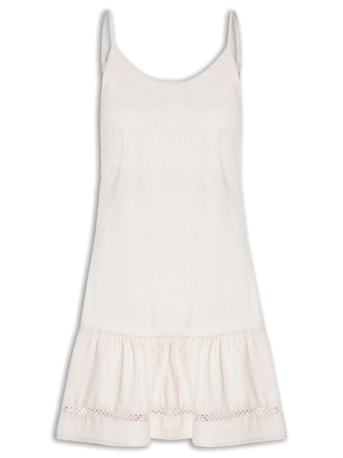 Vestido Curto Barra Detalhada – Off White