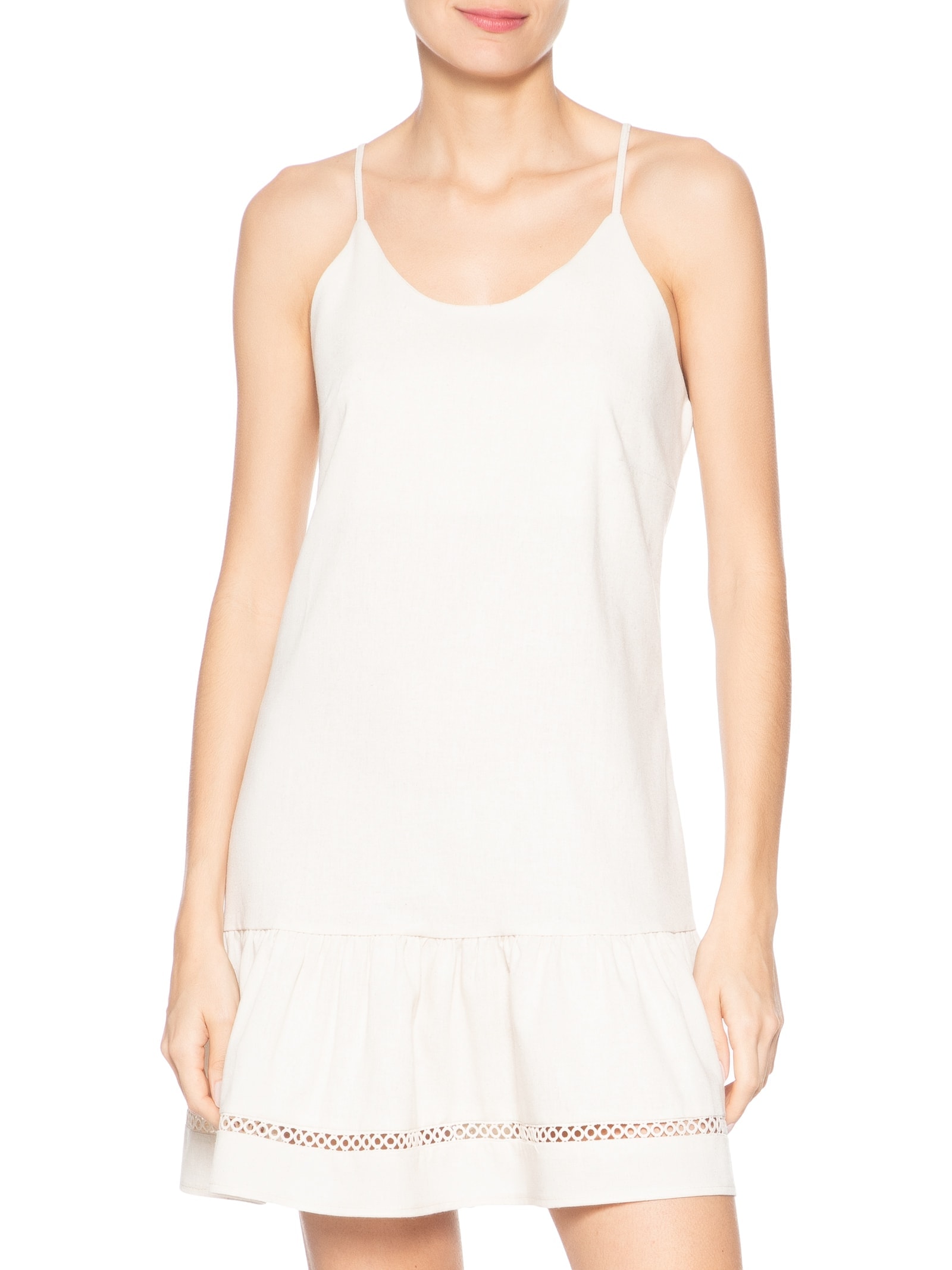 Vestido Curto Barra Detalhada Off White Basiq