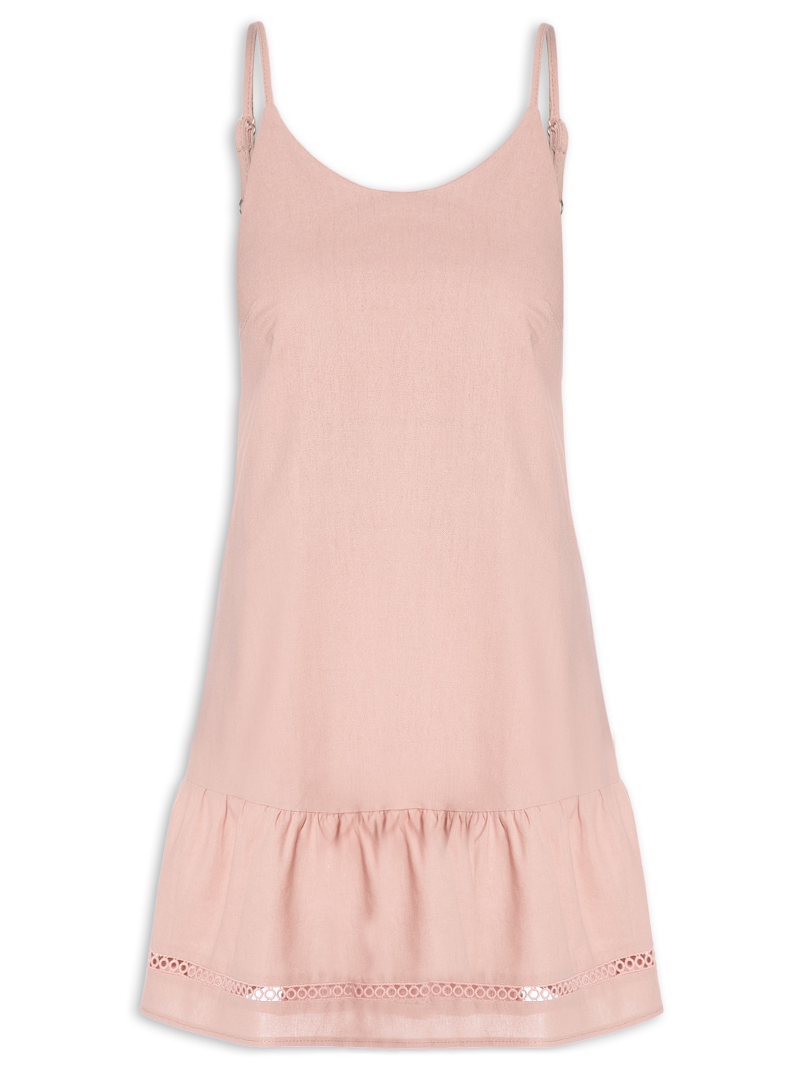 Vestido Curto Barra Detalhada Rosa Basiq