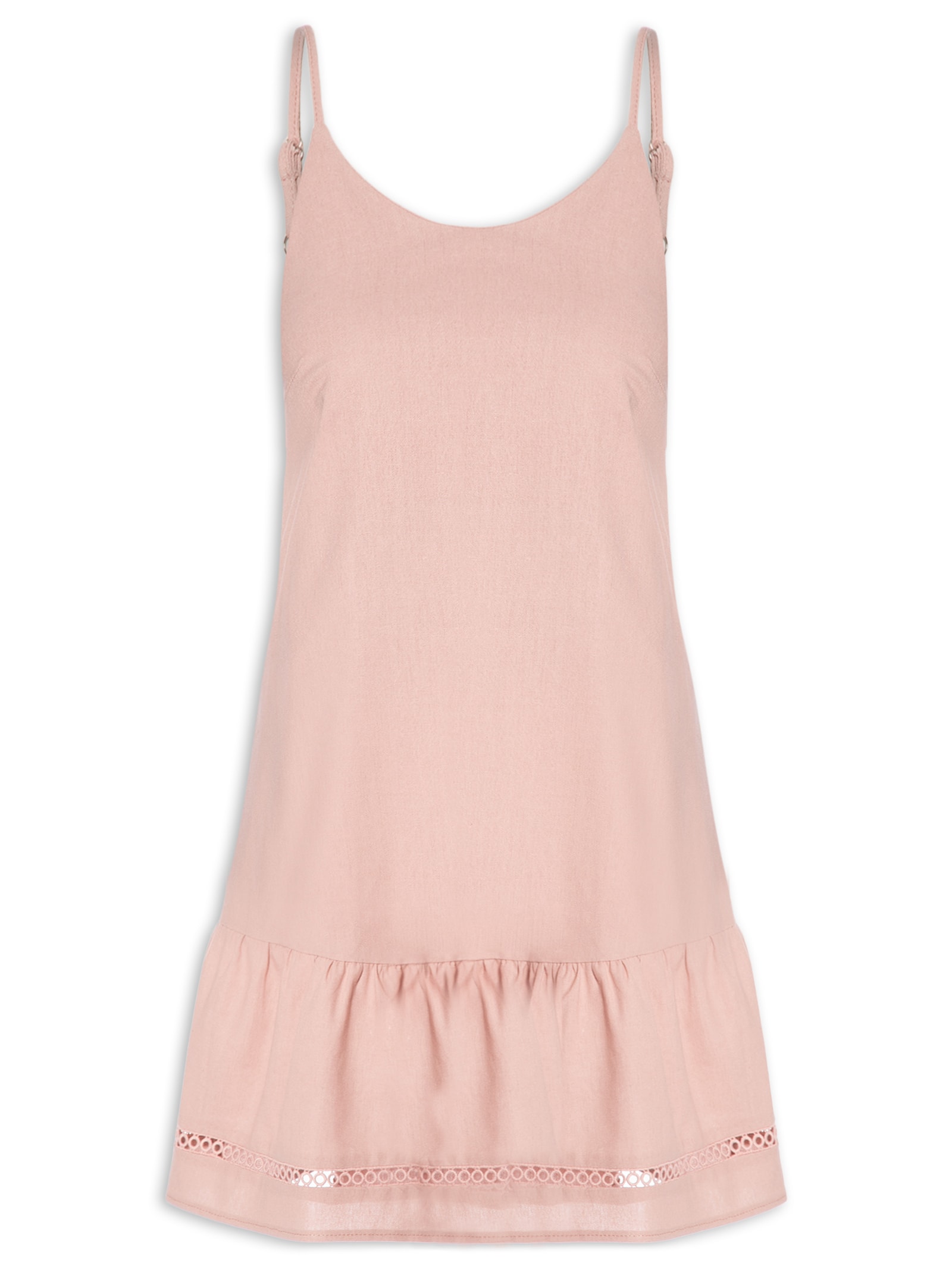 Vestido Curto Barra Detalhada Rosa Basiq