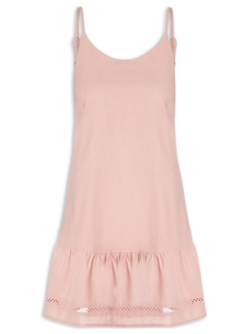 Vestido Curto Barra Detalhada – Rosa