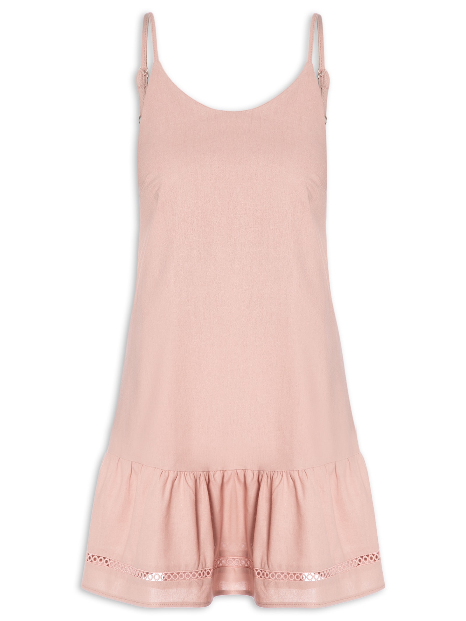 Vestido Curto Barra Detalhada Rosa Basiq