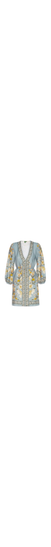 Vestido Curto Borboleta em Flor - Azul