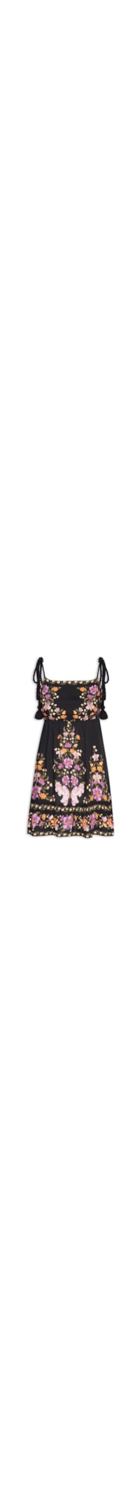 Vestido Curto Borboleta Em Flor - Preto