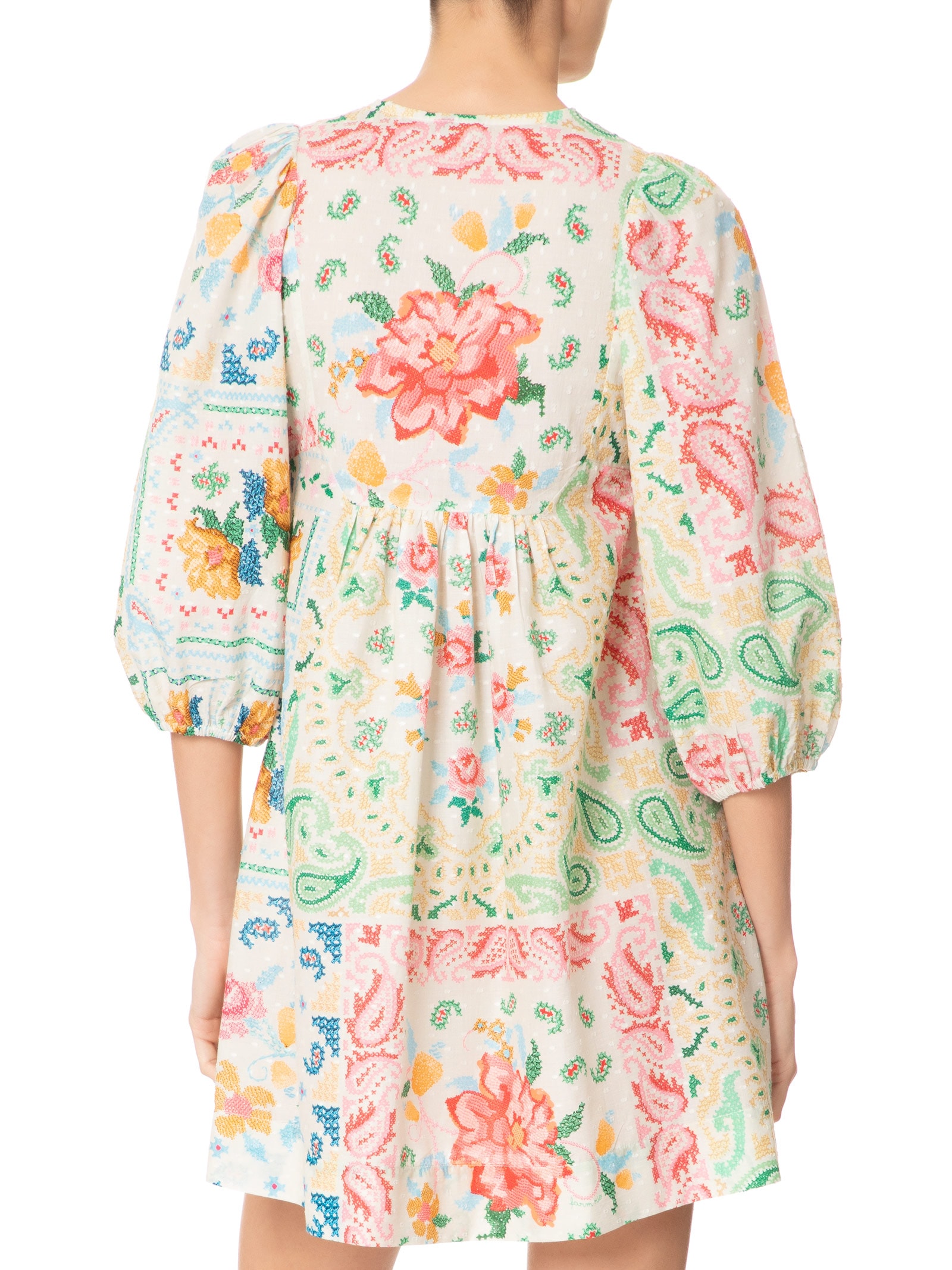 Vestido Curto Borda Bandana Off White Farm