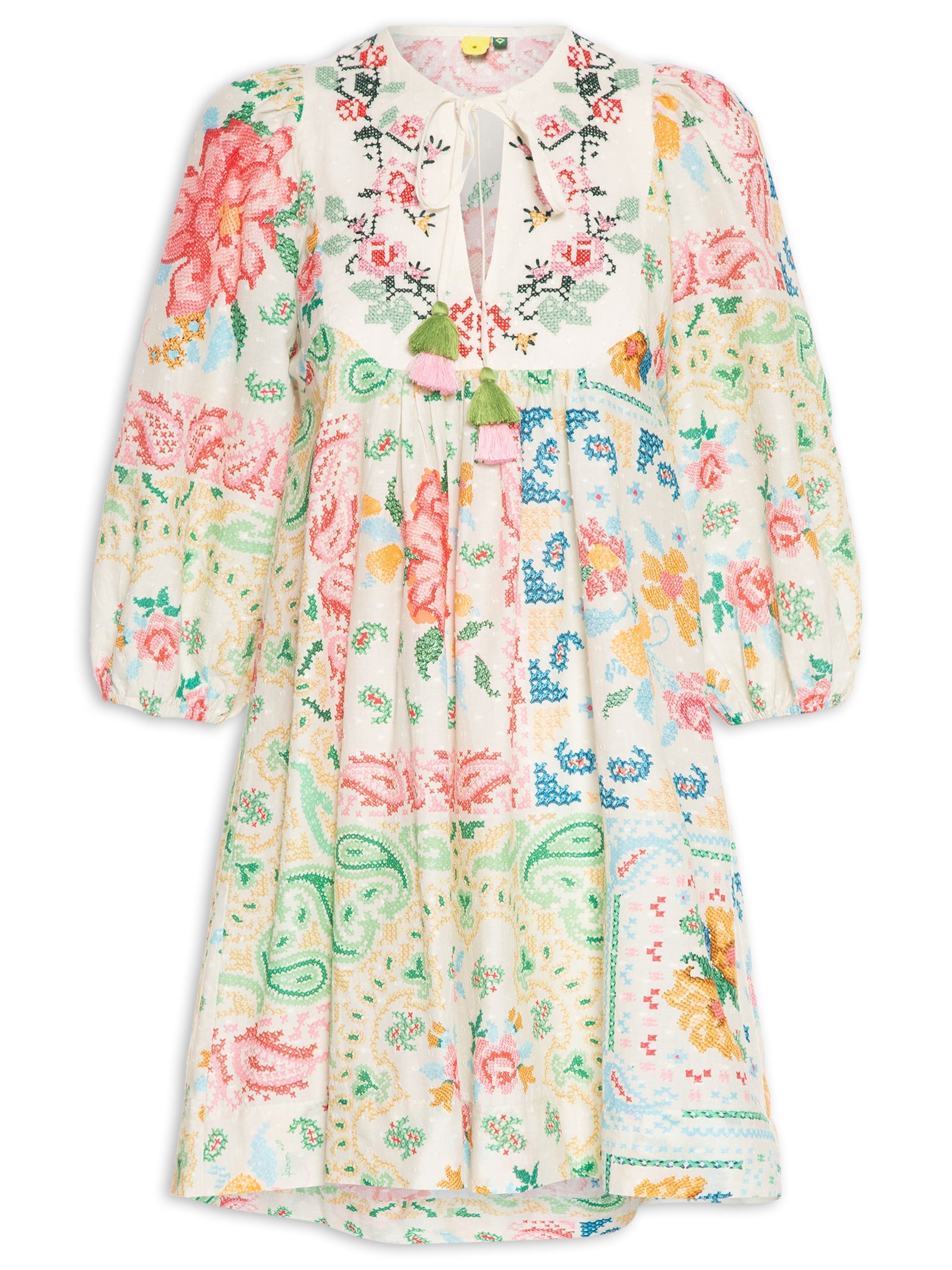 Vestido Curto Borda Bandana Off White Farm