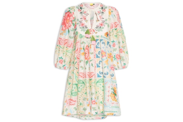 Vestido Curto Borda Bandana - Off White