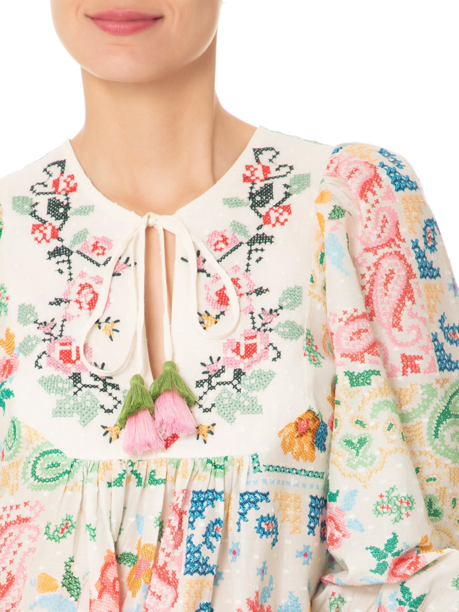 Vestido Curto Borda Bandana Off White Farm