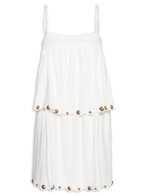 Vestido Curto Bordado Festone – Branco