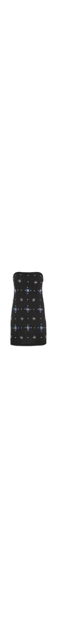 Vestido Curto Bordado - Preto