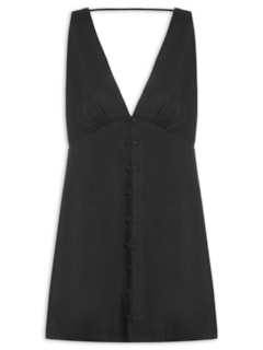 Vestido Curto Botões Frente - Preto by FARM