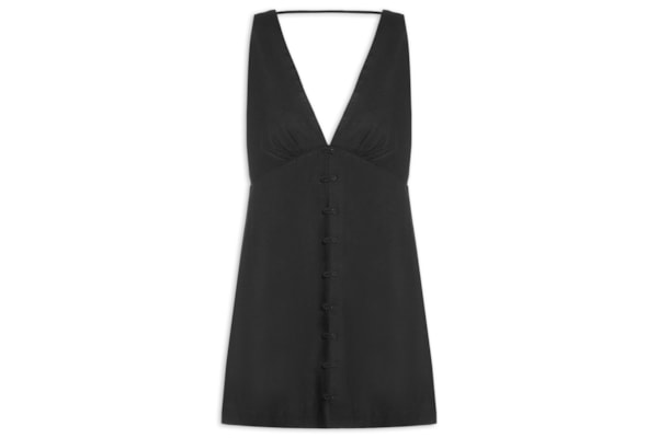 Vestido Curto Botões Frente - Preto