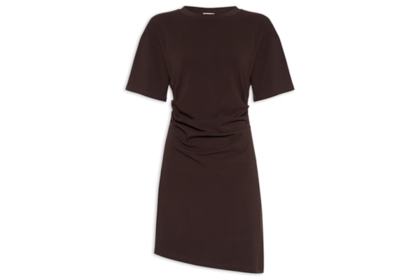 Vestido Curto Boxy Tuck T-shirt Mini Dress - Marrom