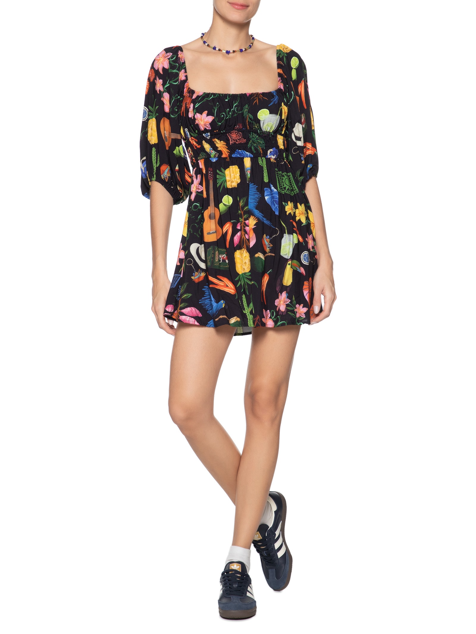 Vestido Curto Buena Gente Preto Farm