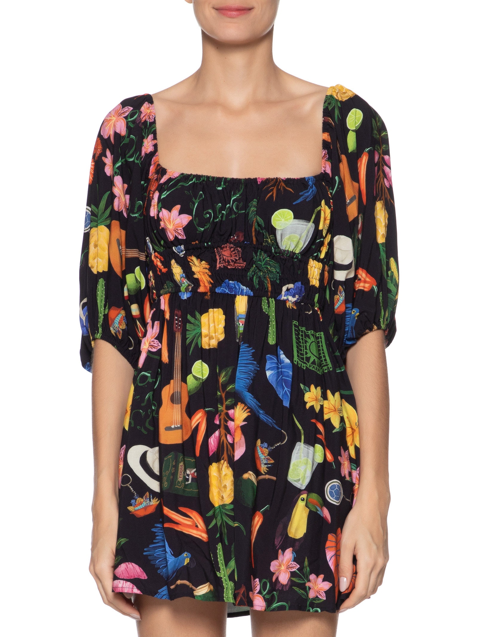 Vestido Curto Buena Gente Preto Farm