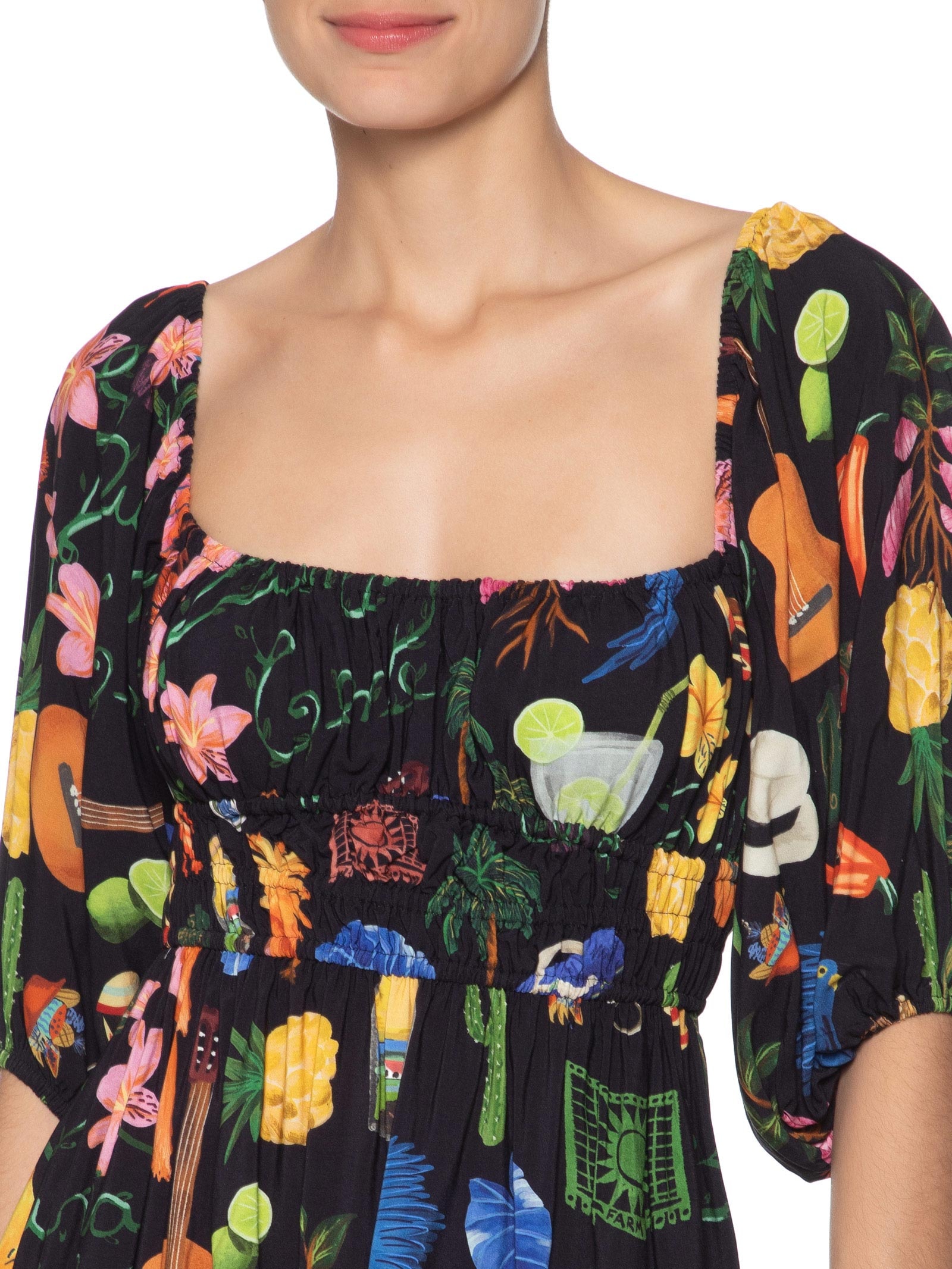 Vestido Curto Buena Gente Preto Farm