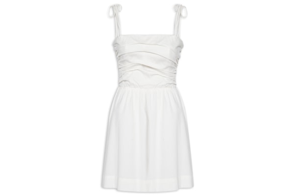 Vestido Curto Busto Drapeado - Branco 