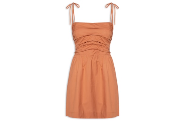 Vestido Curto Busto Drapeado - Laranja