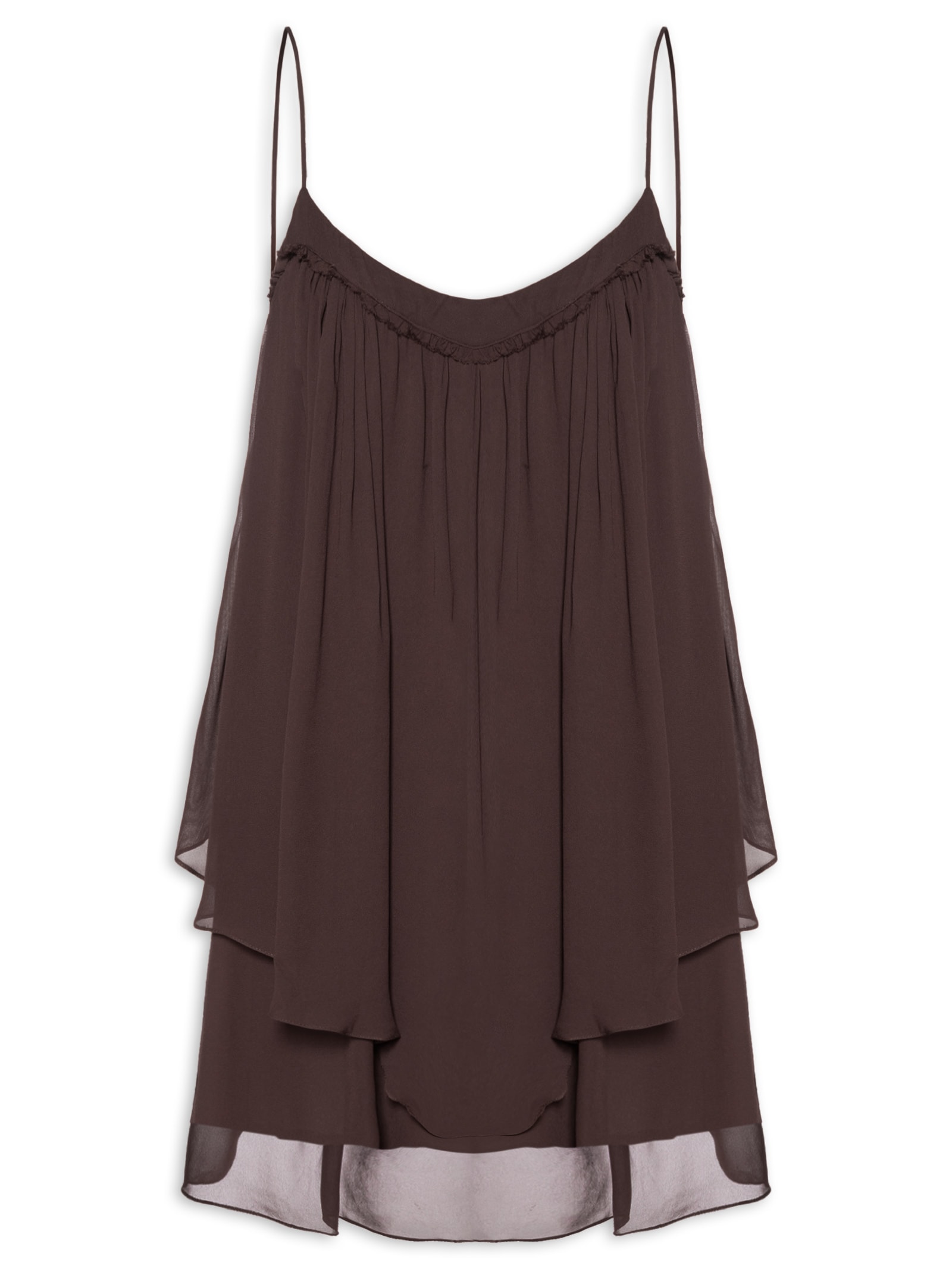 Vestido Curto Camadas Dries Marrom Animale