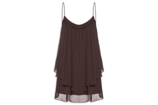 Vestido Curto Camadas Dries - Marrom