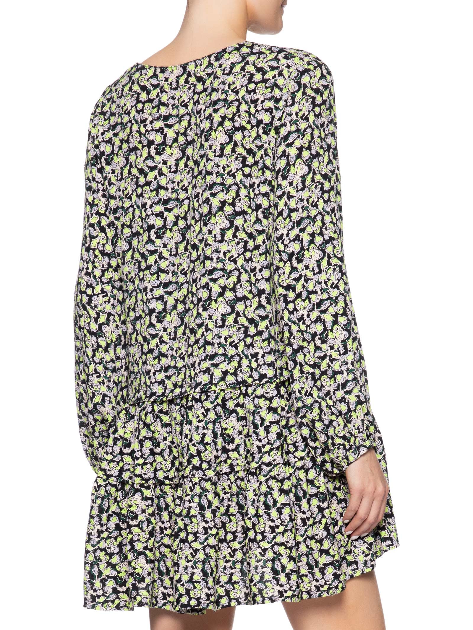 Vestido Curto Camadas Liberty Brumas Preto Animale