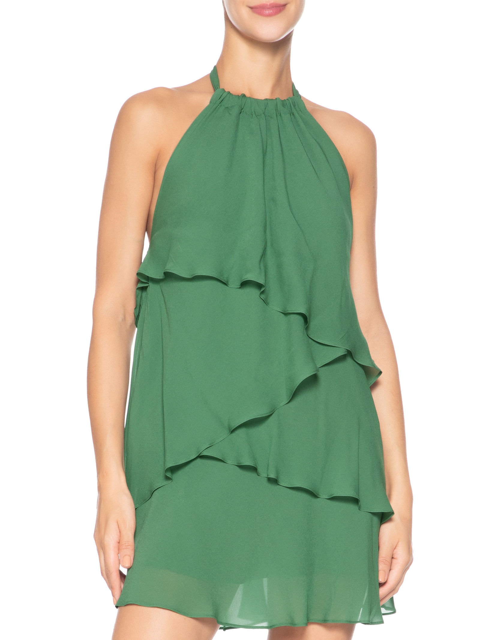 Vestido Curto Camadas Verde Farm