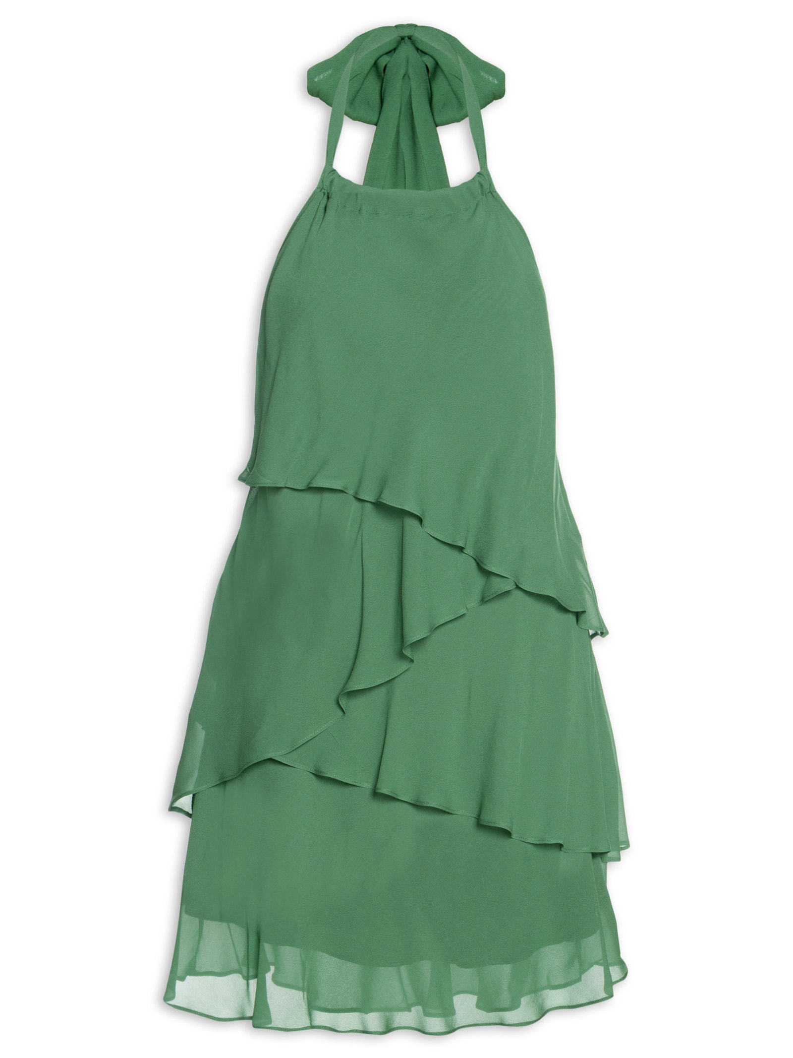 Vestido Curto Camadas Verde Farm