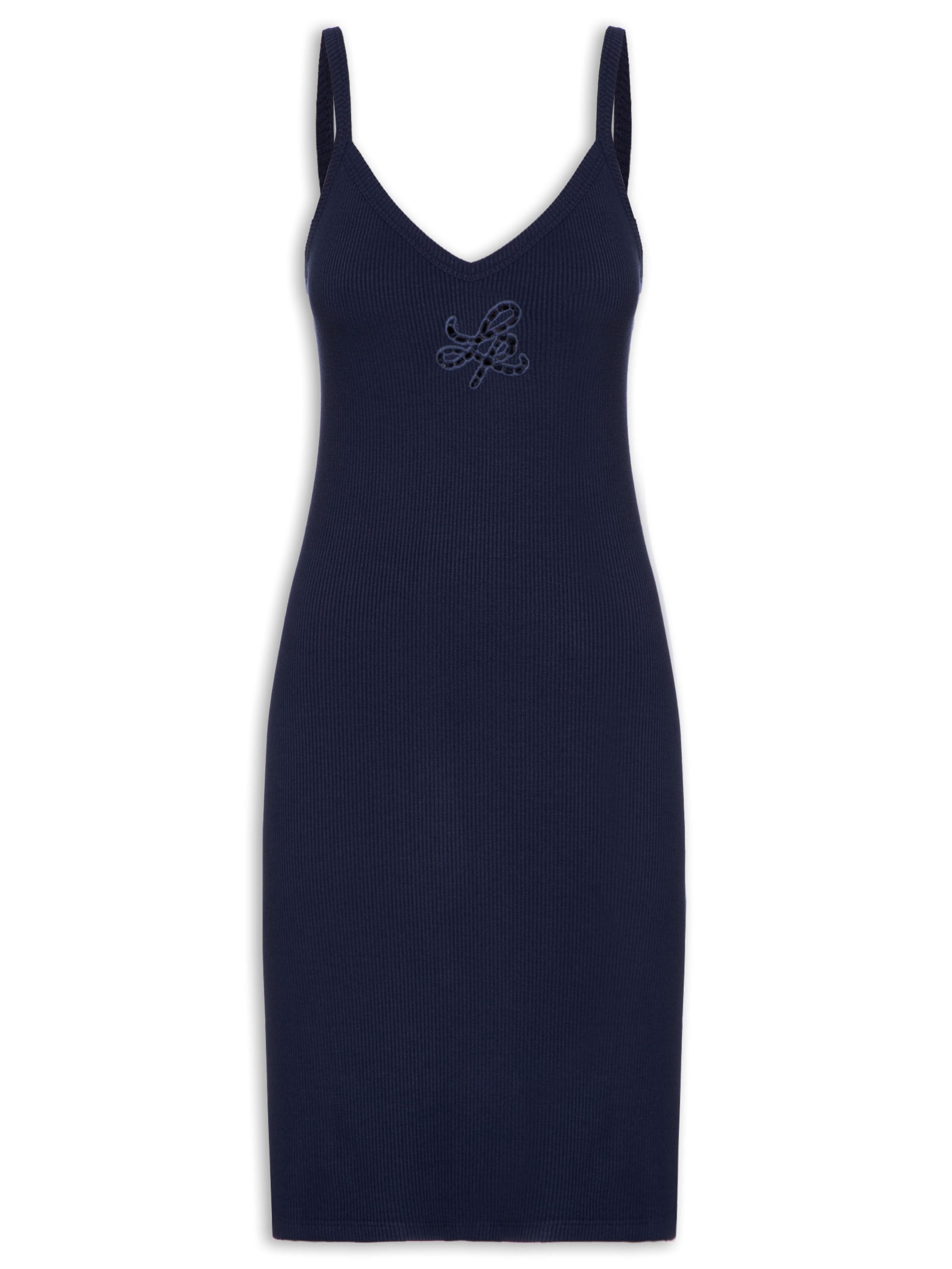 Vestido Curto Canelado Azul Lança Perfume