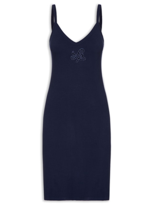 Vestido Curto Canelado – Azul