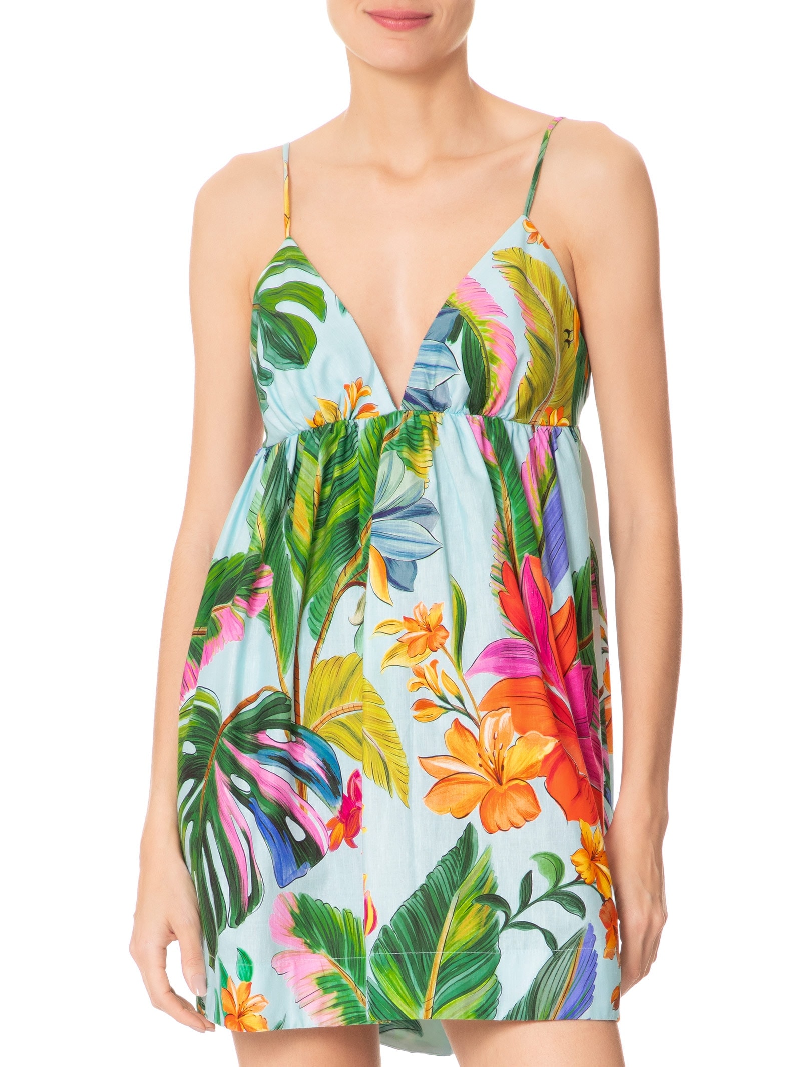 Vestido Curto Canto dos Pássaros Azul Farm