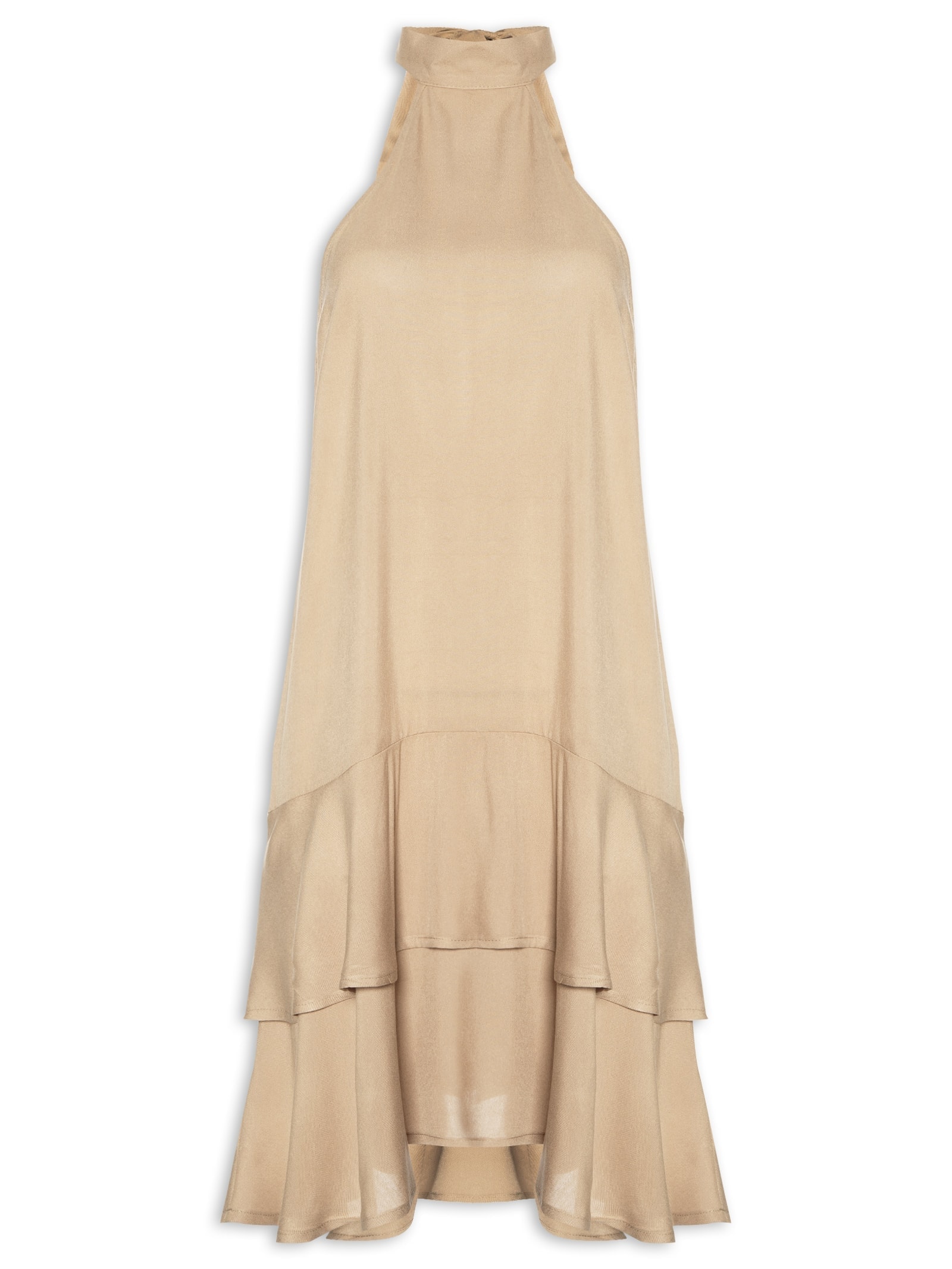 Vestido Curto Cava Americana Bege Basiq