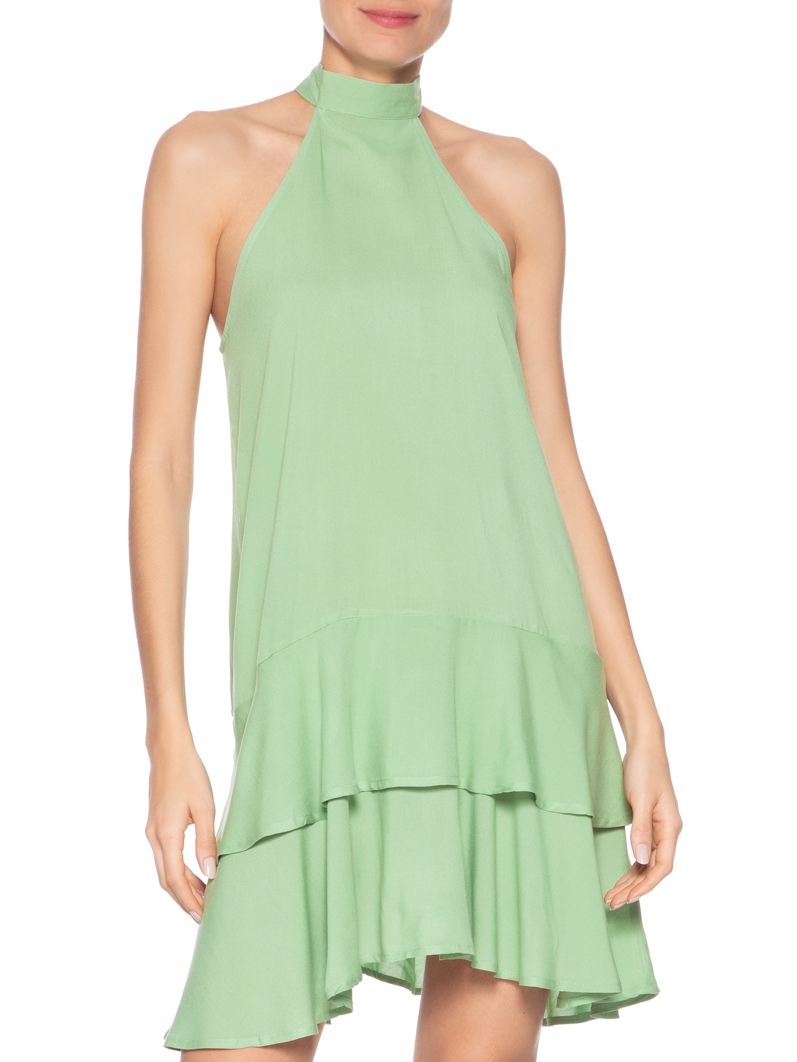 Vestido Curto Cava Americana Verde Basiq